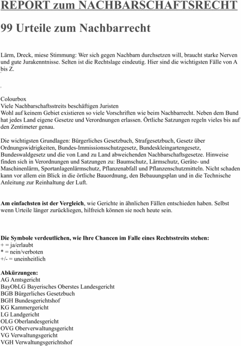 Product picture Report - 99 Urteile zum Nachbarschaftsrecht